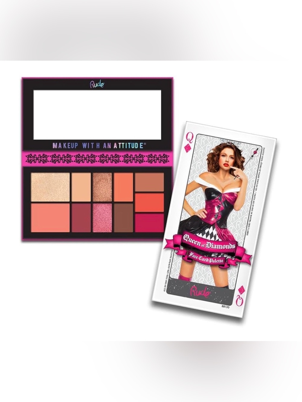 RUDE Queen of Diamonds Face Card Pallet Eyeshadow & Cheek Palette